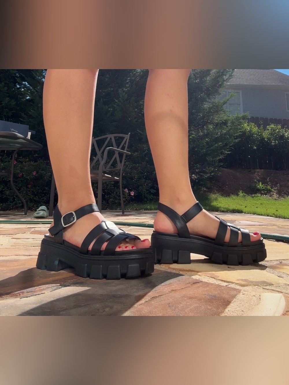 Wild Fable Chunky Black Platforms Sandals Size 9